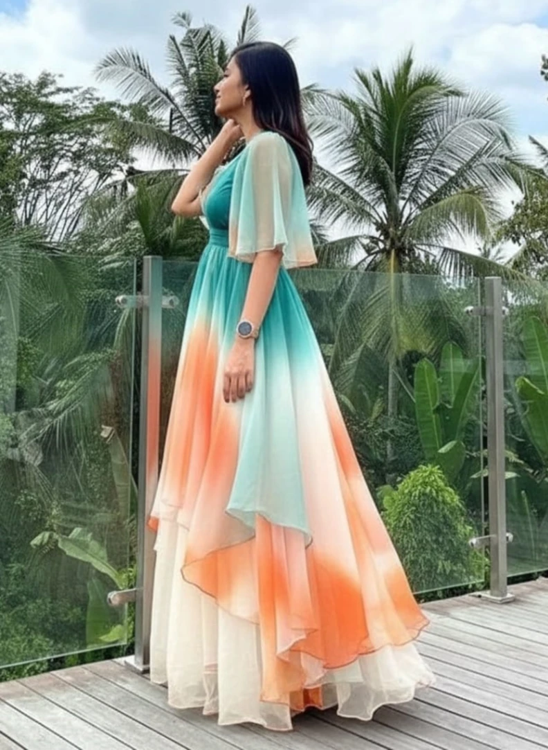 Designer Long Layered Gown for women