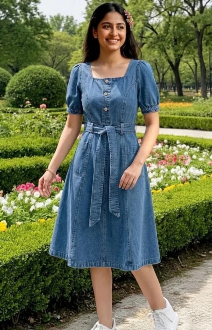 AVA-ELEGANT VISCOSE FIT & FLARE MIDI DRESS FOR WOMEN